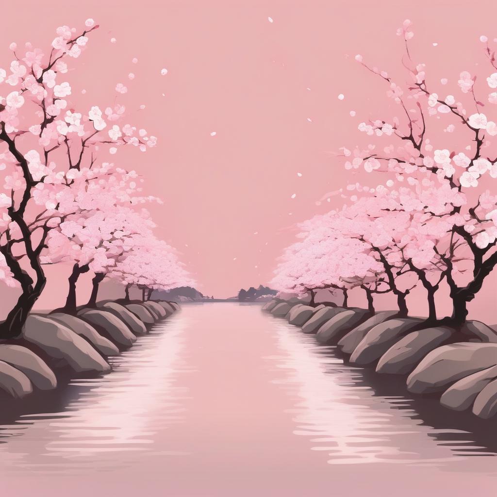  Cherry blossom with light pink background at a distance.

Note: The translation is simplified and might not convey the exact shade or color depth of the words in the original prompt.
