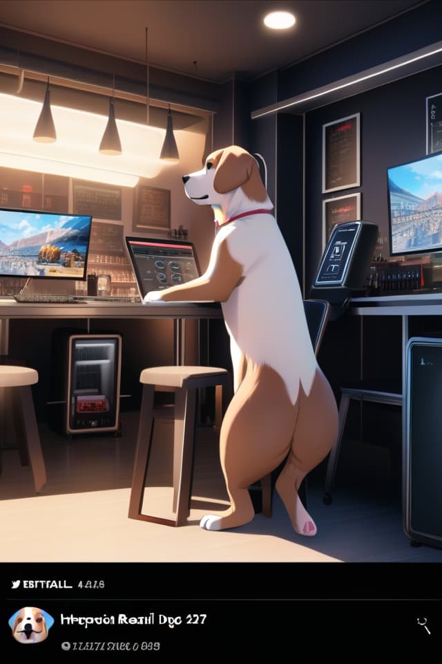  ((holding 🎮、girl play game、accurate hands))、(((droopin dog ears、lop beagle's ears)))、anthropomorphic furry beagle girl、tongue out blush smiling、dutch angle、neon lighting、in Internet cafe、best quality:1.4、masterpiece:1.4、ultra detailed texture、RAW photorealistic:1.4、absurd resolution、8K illustration、💩、💩 hyperrealistic, full body, detailed clothing, highly detailed, cinematic lighting, stunningly beautiful, intricate, sharp focus, f/1. 8, 85mm, (centered image composition), (professionally color graded), ((bright soft diffused light)), volumetric fog, trending on instagram, trending on tumblr, HDR 4K, 8K