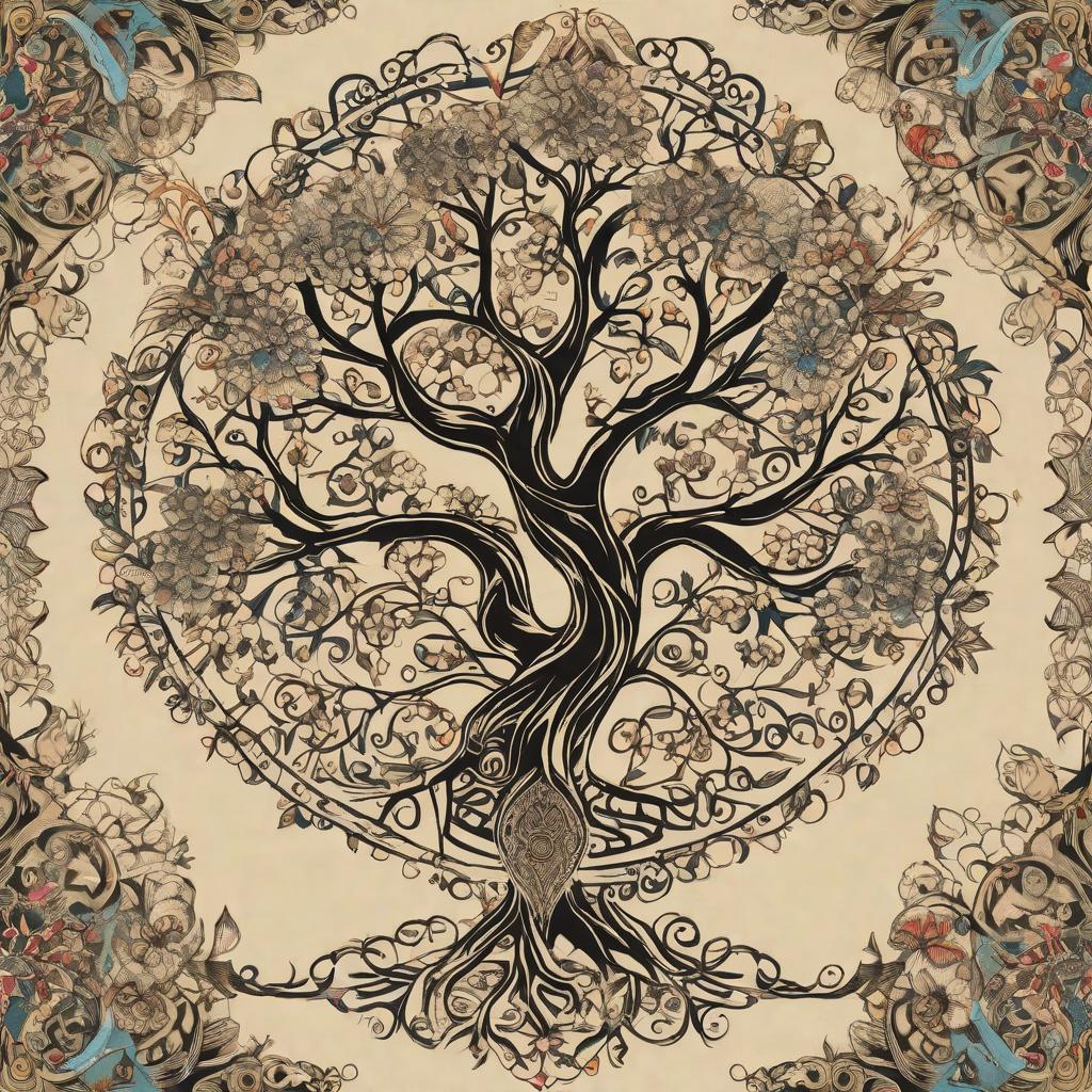  masterpiece, best quality, tattoo bodies tree of life