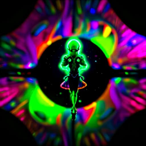  alien goddess, dancing at a rave, multicolor, psychedelic , Highly defined, highly detailed, sharp focus, (centered image composition), 4K, 8K