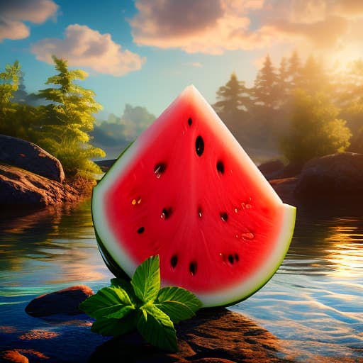  album cover, watermelon, text: "Watermellow", chill, summer hyperrealistic, full body, detailed clothing, highly detailed, cinematic lighting, stunningly beautiful, intricate, sharp focus, f/1. 8, 85mm, (centered image composition), (professionally color graded), ((bright soft diffused light)), volumetric fog, trending on instagram, trending on tumblr, HDR 4K, 8K