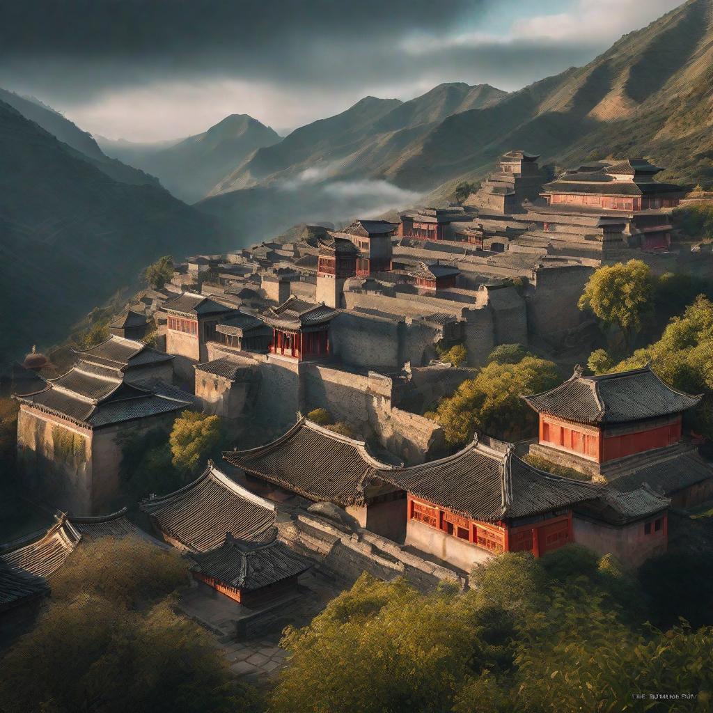  Pueblo antigua china hyperrealistic, full body, detailed clothing, highly detailed, cinematic lighting, stunningly beautiful, intricate, sharp focus, f/1. 8, 85mm, (centered image composition), (professionally color graded), ((bright soft diffused light)), volumetric fog, trending on instagram, trending on tumblr, HDR 4K, 8K