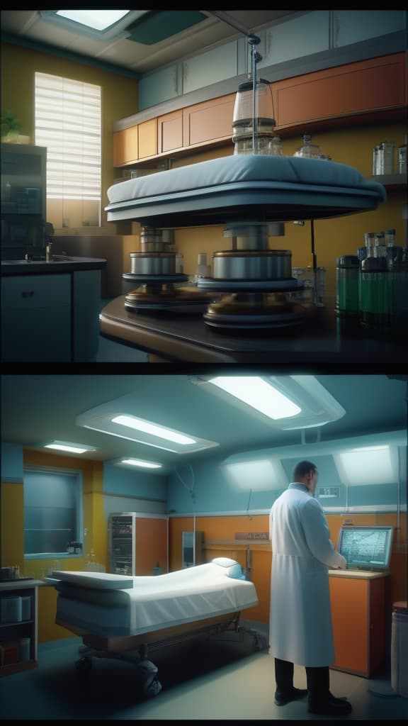  There is a scary hospital laboratory. Where a doctor is doing a chemical experiment on a person by tying him to the bed, ((masterpiece)), best quality, very detailed, high resolution, sharp, sharp image, extremely detailed, 4k, 8k