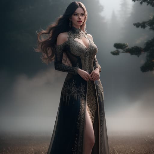  Long hair hyperrealistic, full body, detailed clothing, highly detailed, cinematic lighting, stunningly beautiful, intricate, sharp focus, f/1. 8, 85mm, (centered image composition), (professionally color graded), ((bright soft diffused light)), volumetric fog, trending on instagram, trending on tumblr, HDR 4K, 8K