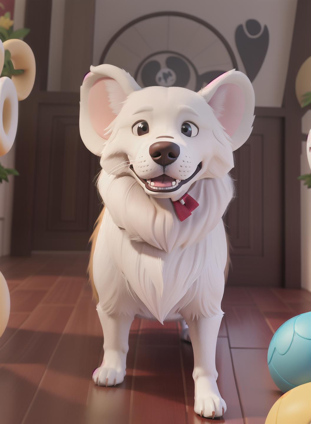  Masterpiece, best quality, dog in Disney Come on play