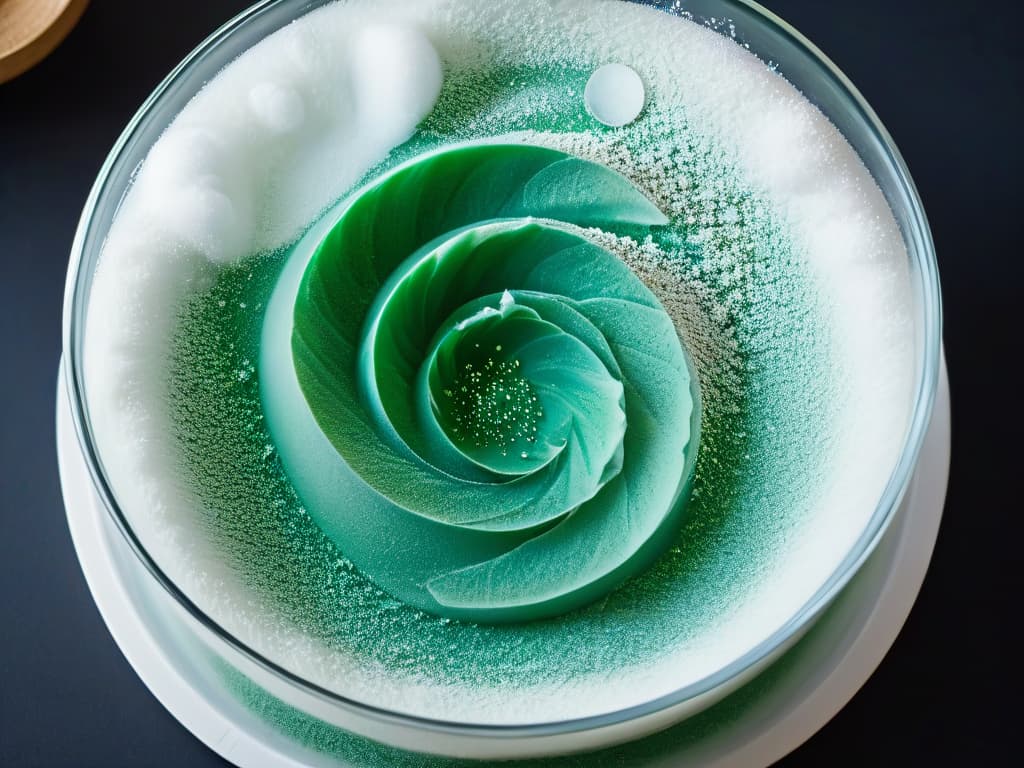  An ultrahigh resolution, minimalist image depicting the intricate molecular structure of sugar crystals interacting with baking soda in a glass bowl, showcasing the chemical reactions that occur during the baking process. The image highlights the scientific beauty behind the art of pastrymaking, with a sleek and modern aesthetic that complements the professional and informative tone of the article on chemical reactions in baking. hyperrealistic, full body, detailed clothing, highly detailed, cinematic lighting, stunningly beautiful, intricate, sharp focus, f/1. 8, 85mm, (centered image composition), (professionally color graded), ((bright soft diffused light)), volumetric fog, trending on instagram, trending on tumblr, HDR 4K, 8K