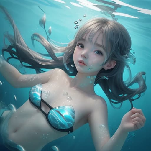  A girl under water