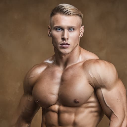 portrait+ style Russian queer fitness model blonde hunk dude face