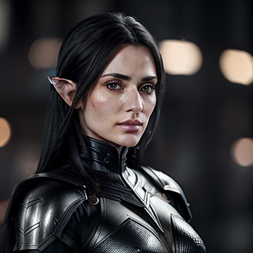  Female half elf rogue full armour short black hair hazel eyes hyperrealistic, full body, detailed clothing, highly detailed, cinematic lighting, stunningly beautiful, intricate, sharp focus, f/1. 8, 85mm, (centered image composition), (professionally color graded), ((bright soft diffused light)), volumetric fog, trending on instagram, trending on tumblr, HDR 4K, 8K