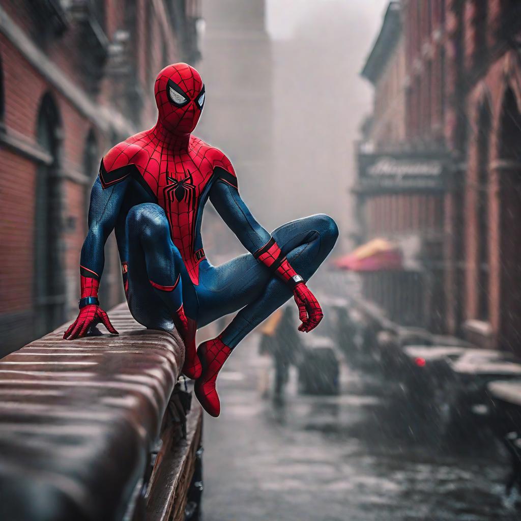  Spider man hyperrealistic, full body, detailed clothing, highly detailed, cinematic lighting, stunningly beautiful, intricate, sharp focus, f/1. 8, 85mm, (centered image composition), (professionally color graded), ((bright soft diffused light)), volumetric fog, trending on instagram, trending on tumblr, HDR 4K, 8K