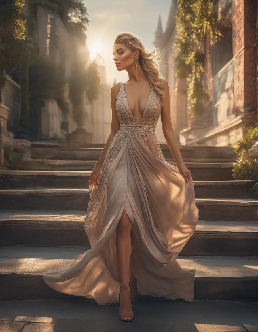  GIRL, light hair, two braids, headband, dress, wind, spring, sunny hyperrealistic, full body, detailed clothing, highly detailed, cinematic lighting, stunningly beautiful, intricate, sharp focus, f/1. 8, 85mm, (centered image composition), (professionally color graded), ((bright soft diffused light)), volumetric fog, trending on instagram, trending on tumblr, HDR 4K, 8K