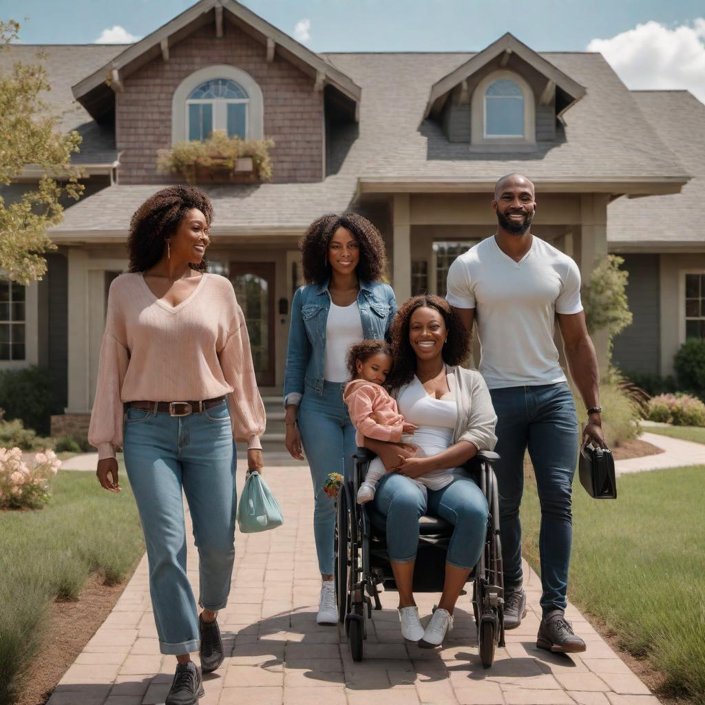  A powerful scene showing a person coming home from rehab early, determined and looking optimistic. They are surrounded by their supportive family members, Maddie, Novah, and Oaklynn. The setting is warm and welcoming, depicting a home environment. The mood is inspirational with an air of triumph and resilience. Add elements like motivational quotes or hashtags like #ComebackStory, #NeverGiveUp, and #SobrietyJourney in a creative and visually appealing way. The visual should evoke a sense of hope, support, and renewed strength. hyperrealistic, full body, detailed clothing, highly detailed, cinematic lighting, stunningly beautiful, intricate, sharp focus, f/1. 8, 85mm, (centered image composition), (professionally color graded), ((bright soft diffused light)), volumetric fog, trending on instagram, trending on tumblr, HDR 4K, 8K