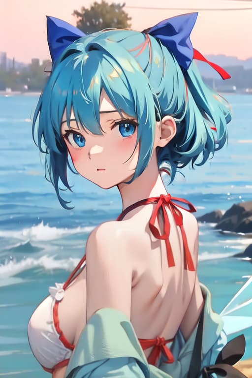  Cirno, bikini, Ghibli style