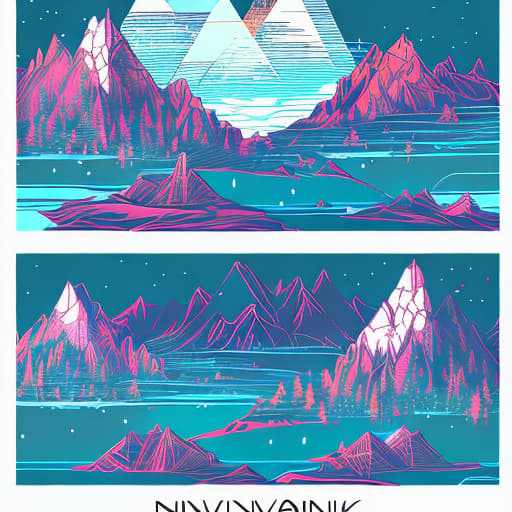 nvinkpunk Whimsical mountains with trees and water