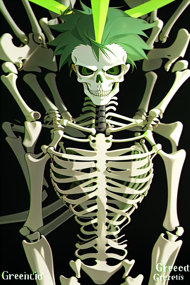  Enhanced skeleton of green hair character