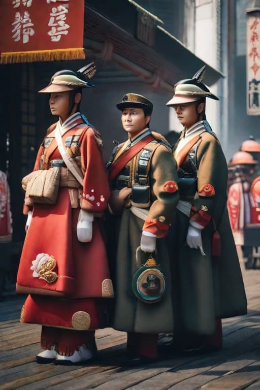  Military personnel acting arrogantly in Japan hyperrealistic, full body, detailed clothing, highly detailed, cinematic lighting, stunningly beautiful, intricate, sharp focus, f/1. 8, 85mm, (centered image composition), (professionally color graded), ((bright soft diffused light)), volumetric fog, trending on instagram, trending on tumblr, HDR 4K, 8K