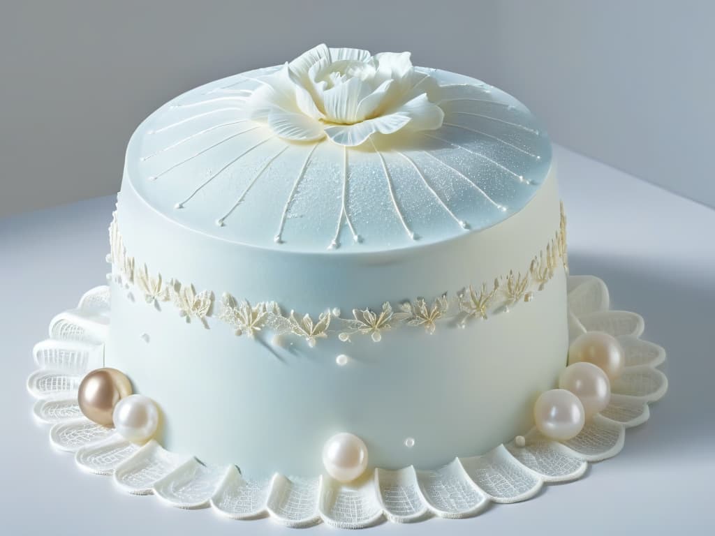  An ultradetailed 8k image of a pristine white chef's hat delicately adorned with intricate sugar lace designs, resting on a polished marble countertop. The delicate lace patterns intertwine with tiny edible pearls, catching the light in a mesmerizing display of culinary artistry. The image exudes elegance and professionalism, perfectly encapsulating the legacy of Antonin Carême in pastry chef craftsmanship. hyperrealistic, full body, detailed clothing, highly detailed, cinematic lighting, stunningly beautiful, intricate, sharp focus, f/1. 8, 85mm, (centered image composition), (professionally color graded), ((bright soft diffused light)), volumetric fog, trending on instagram, trending on tumblr, HDR 4K, 8K