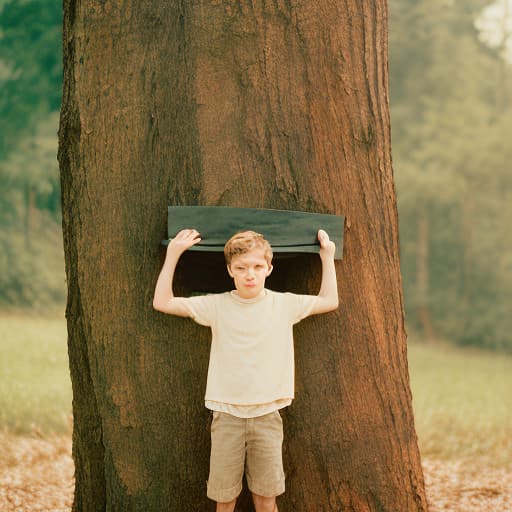 analog style a boy wood carrying on head