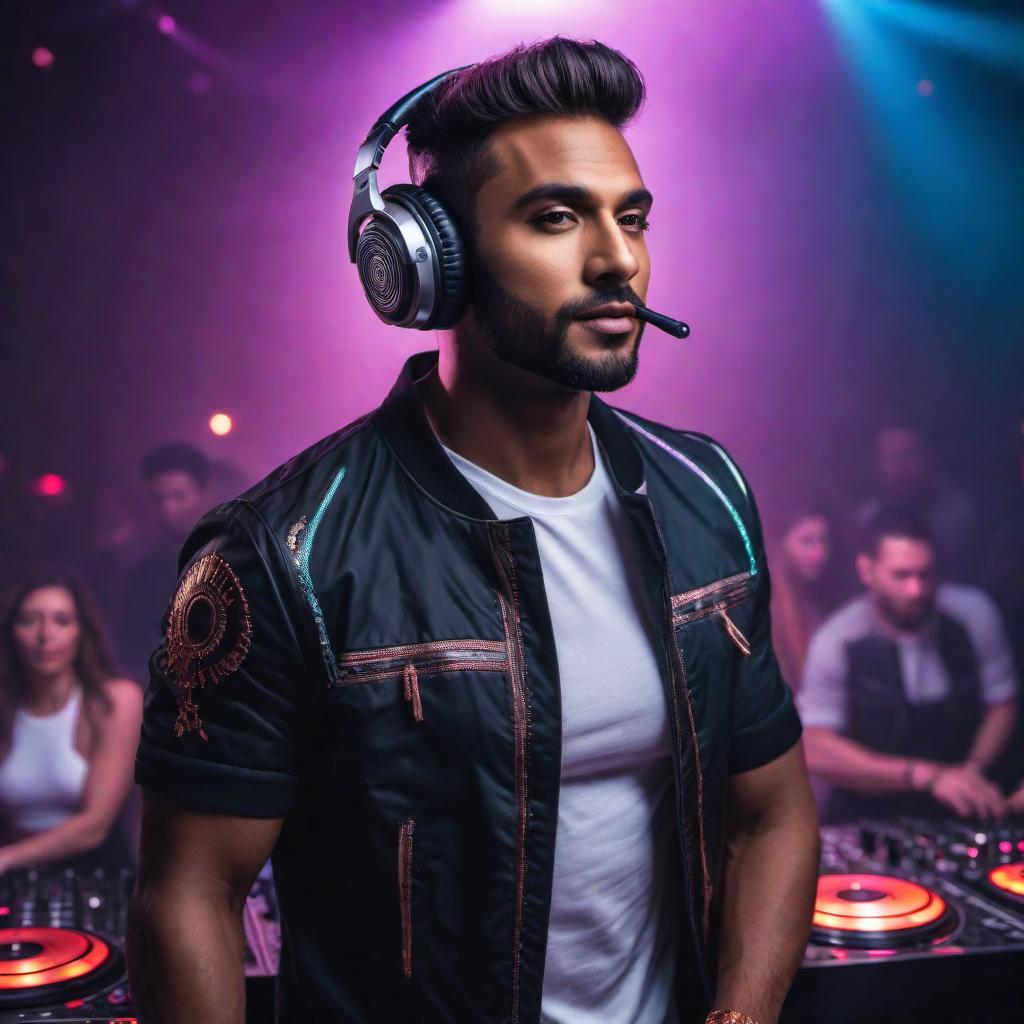  A vibrant and dynamic Instagram Reel post for a DJ marketing video. Include elements like music symbols, party lights, and a dance floor. The post should feature the text: '🎧 Groove with me! 🎶 Get ready to dance the night away with the hottest beats! 🕺💃 Let's turn up the volume and make some memories together! 🎉 #DJLife #MusicIsLife #PartyTime #DJMarketing #NightlifeVibes #DanceAllNight'. hyperrealistic, full body, detailed clothing, highly detailed, cinematic lighting, stunningly beautiful, intricate, sharp focus, f/1. 8, 85mm, (centered image composition), (professionally color graded), ((bright soft diffused light)), volumetric fog, trending on instagram, trending on tumblr, HDR 4K, 8K