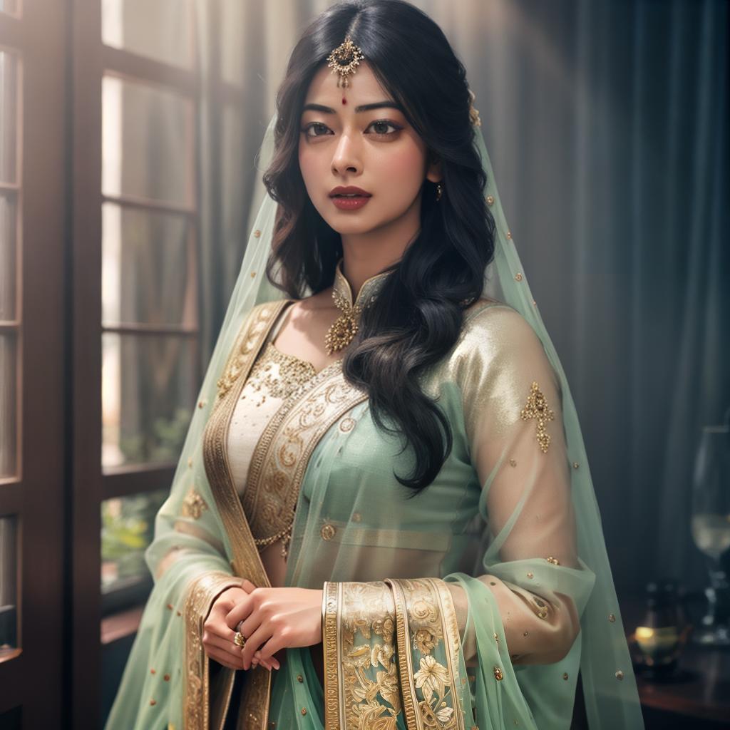  Rashmika mandanna hyperrealistic, full body, detailed clothing, highly detailed, cinematic lighting, stunningly beautiful, intricate, sharp focus, f/1. 8, 85mm, (centered image composition), (professionally color graded), ((bright soft diffused light)), volumetric fog, trending on instagram, trending on tumblr, HDR 4K, 8K