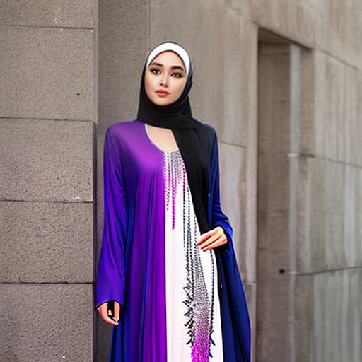 nvinkpunk Drawing three dimensional drawing of long maxi gulf loose dress for Muslim hijab.stylish.chic design with beads Long dress with integrated hijab formed to be suitable for the form of Arab Muslim women and consists of a long-sleeved with .Cornish Plissé material