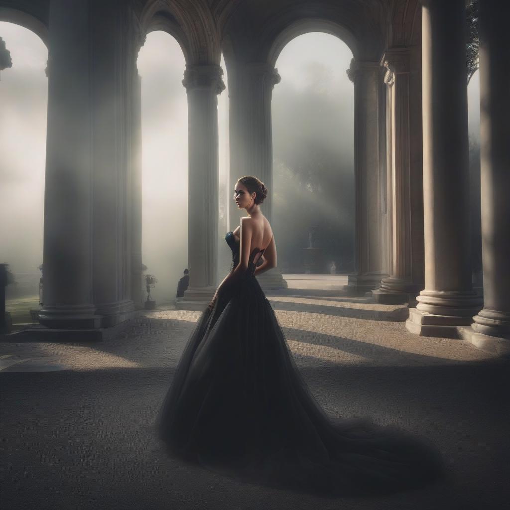  Sad beauty in black dress gets married. hyperrealistic, full body, detailed clothing, highly detailed, cinematic lighting, stunningly beautiful, intricate, sharp focus, f/1. 8, 85mm, (centered image composition), (professionally color graded), ((bright soft diffused light)), volumetric fog, trending on instagram, trending on tumblr, HDR 4K, 8K