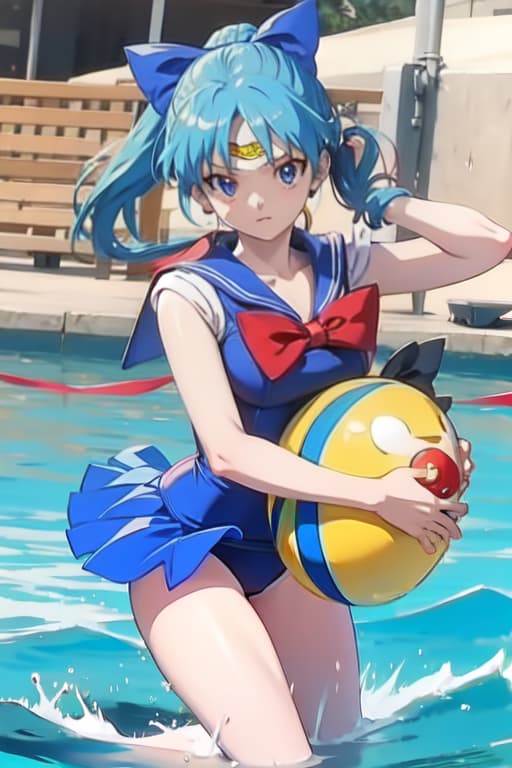  Cirno, one piece swimsuit, sailor moon style