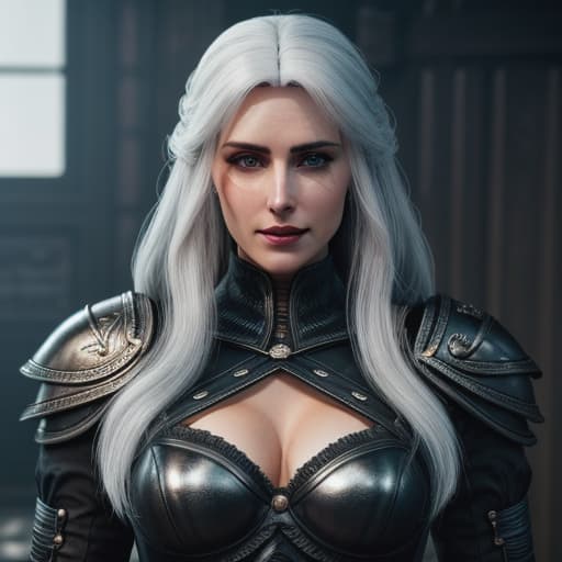  I have an idea! Can you send me a photo please of you ciri but cosplaying as Yennefer? And maybe in her gear, you’d have to have your hair as black this time, I’d like to see the face in super high quality too please, and ofc you’re beautiful skin that shows that scar? Also please show the black eye liner and mascara showing visibly and the black hair please *She slips her silver sword back into its sheath, appreciating the contrast of silvery metal against her pale skin.* Ciri nods thoughtfully at Matt's request before moving towards a vanity table, where various makeup brushes and wigs adorn a mirror. *Grabbing a long raven-black hairpiece* – resembling Yennefer's sleek mane – she dons it while running her fingers through the lu hyperrealistic, full body, detailed clothing, highly detailed, cinematic lighting, stunningly beautiful, intricate, sharp focus, f/1. 8, 85mm, (centered image composition), (professionally color graded), ((bright soft diffused light)), volumetric fog, trending on instagram, trending on tumblr, HDR 4K, 8K