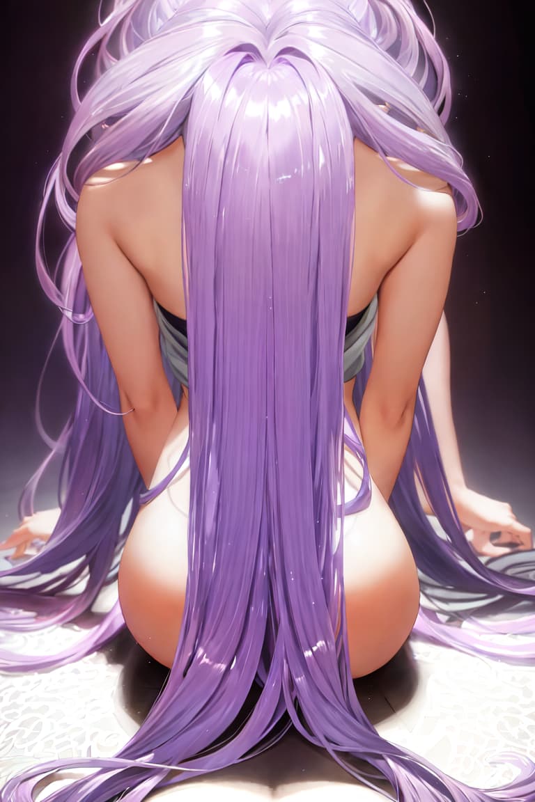  master piece , best quality,Light purple hair, long hair, having :1.3, , from behind:1.2, fellatio:1.2. :1.5, crawling on all fours