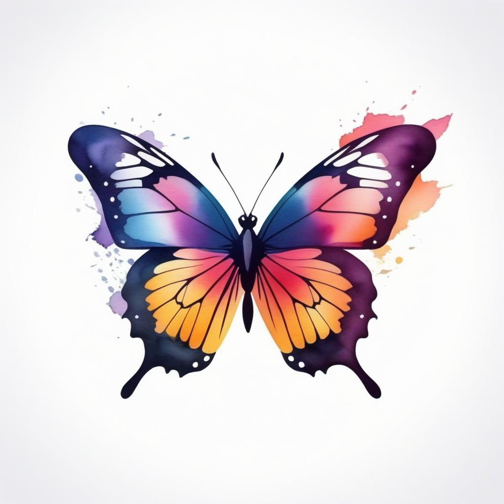  watercolor style, logo of a butterfly, beautiful colors