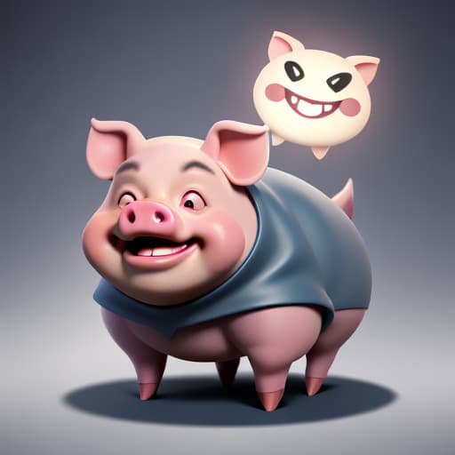  Pig is a superhero character beaming with its face, it looks very, very funny, laughing and boasting