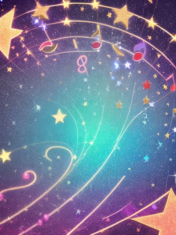  Cute musical notes and sparkling stars and gems wallpaper