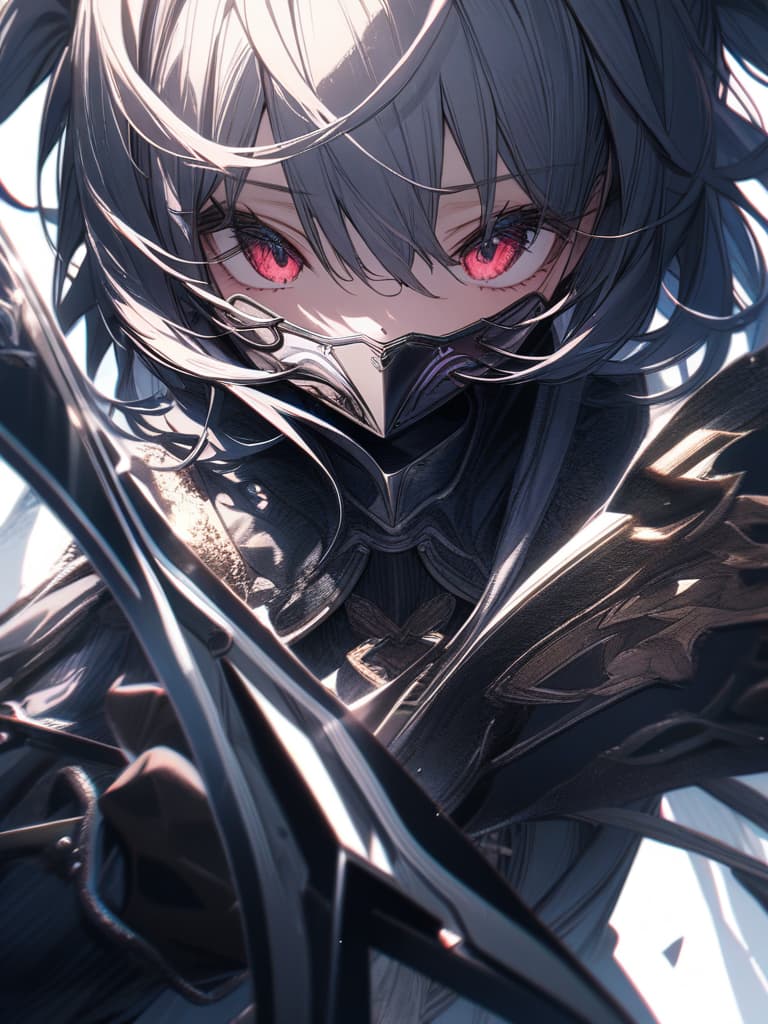  Twin tails, vertical roll twin tails, cool, hidden mouth with masks, magical girls, large scissors are weapons, masterpiece, best quality,8k,ultra detailed,high resolution,an extremely delicate and beautiful,hyper detail