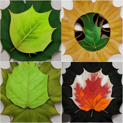  According to the four seasons, four pictures about leaves are made respectively, and the pictures are required to be rich, gorgeous,