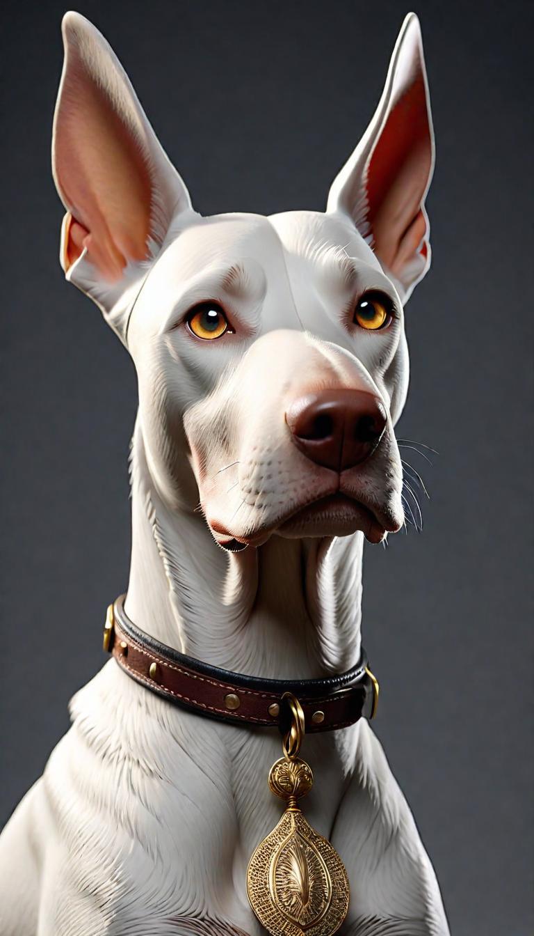  Professional 3D model of White Doberman . Rendered with Octane, the model is highly detailed,dramatic lighting. hyperrealistic, full body, detailed clothing, highly detailed, cinematic lighting, stunningly beautiful, intricate, sharp focus, f/1. 8, 85mm, (centered image composition), (professionally color graded), ((bright soft diffused light)), volumetric fog, trending on instagram, trending on tumblr, HDR 4K, 8K