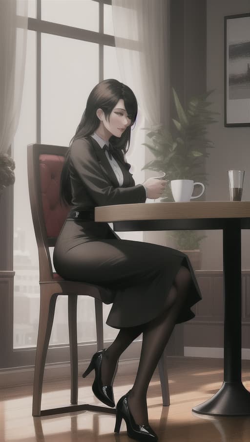  Women sitting in a coffee shop, sipping coffee. hyperrealistic, full body, detailed clothing, highly detailed, cinematic lighting, stunningly beautiful, intricate, sharp focus, f/1. 8, 85mm, (centered image composition), (professionally color graded), ((bright soft diffused light)), volumetric fog, trending on instagram, trending on tumblr, HDR 4K, 8K