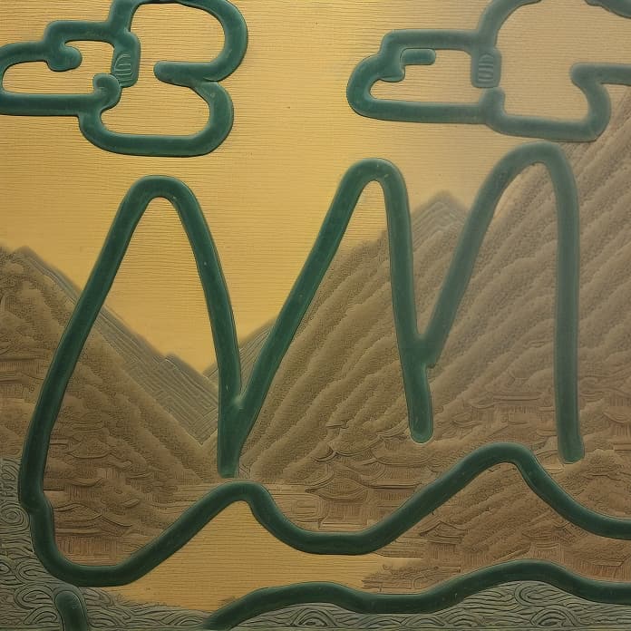  Ancient Chinese style landscape, mountains, rivers, clouds