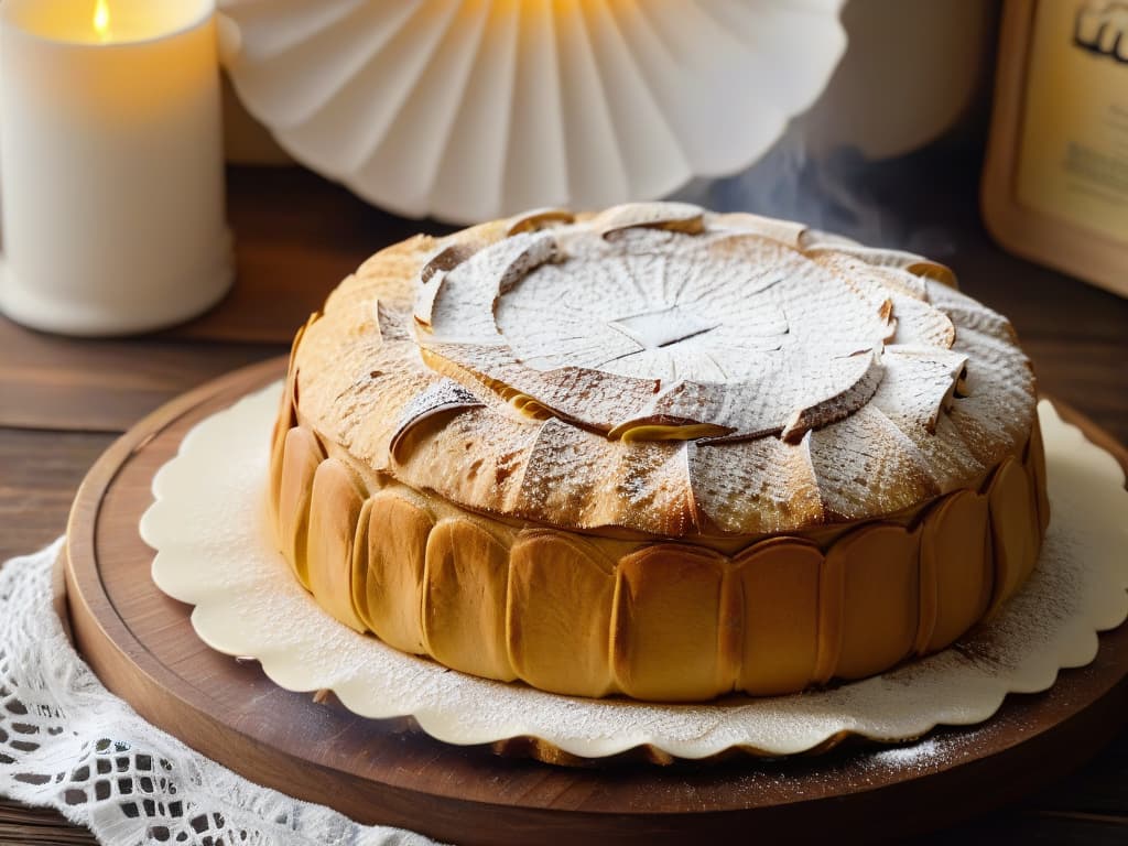  A highresolution, minimalist image of a perfectly baked glutenfree magdalena sitting on a rustic wooden table, sprinkled with a light dusting of powdered sugar. The magdalena is golden brown, with a slight crack on top, emitting a subtle steam. The background is softly blurred, focusing all attention on the delicious baked good. hyperrealistic, full body, detailed clothing, highly detailed, cinematic lighting, stunningly beautiful, intricate, sharp focus, f/1. 8, 85mm, (centered image composition), (professionally color graded), ((bright soft diffused light)), volumetric fog, trending on instagram, trending on tumblr, HDR 4K, 8K