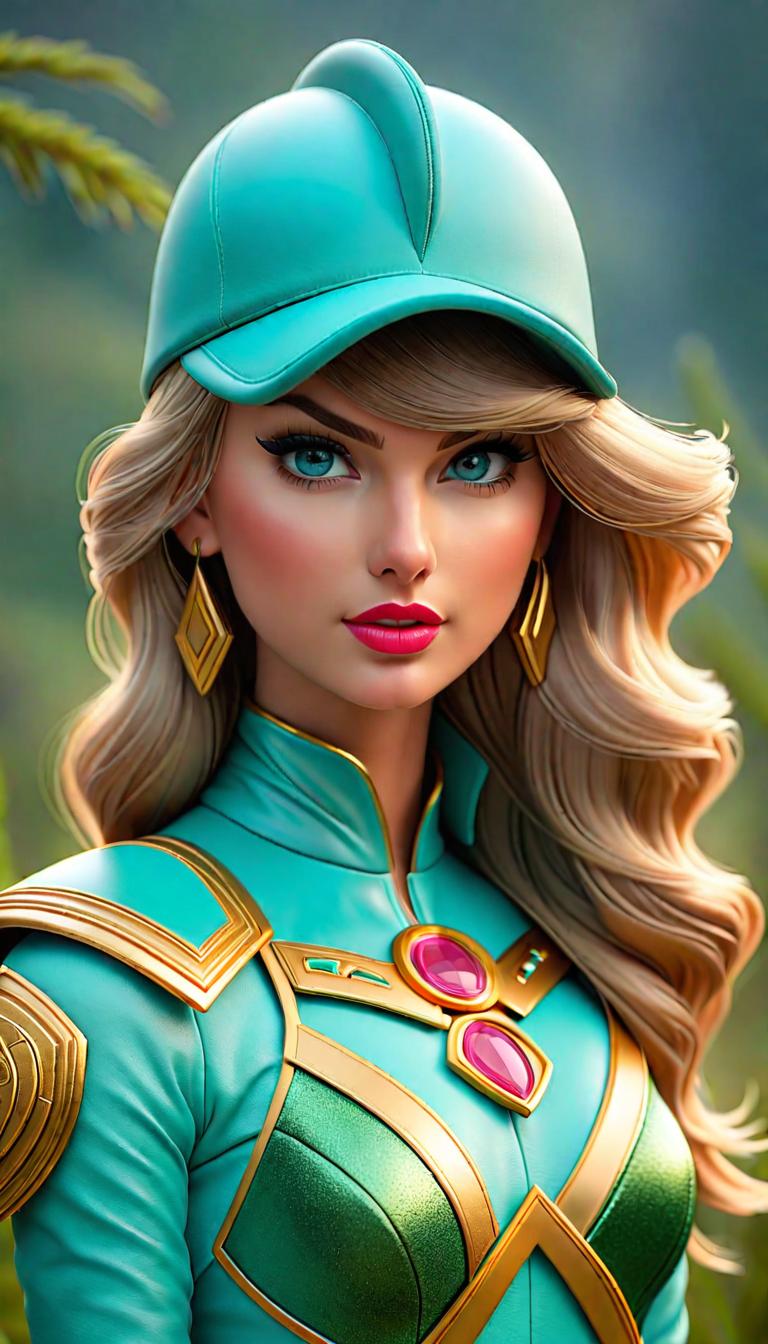  Professional 3D model of Taylor Swift as a Turquoise Power Ranger . Rendered with Octane, the model is highly detailed,dramatic lighting. hyperrealistic, full body, detailed clothing, highly detailed, cinematic lighting, stunningly beautiful, intricate, sharp focus, f/1. 8, 85mm, (centered image composition), (professionally color graded), ((bright soft diffused light)), volumetric fog, trending on instagram, trending on tumblr, HDR 4K, 8K