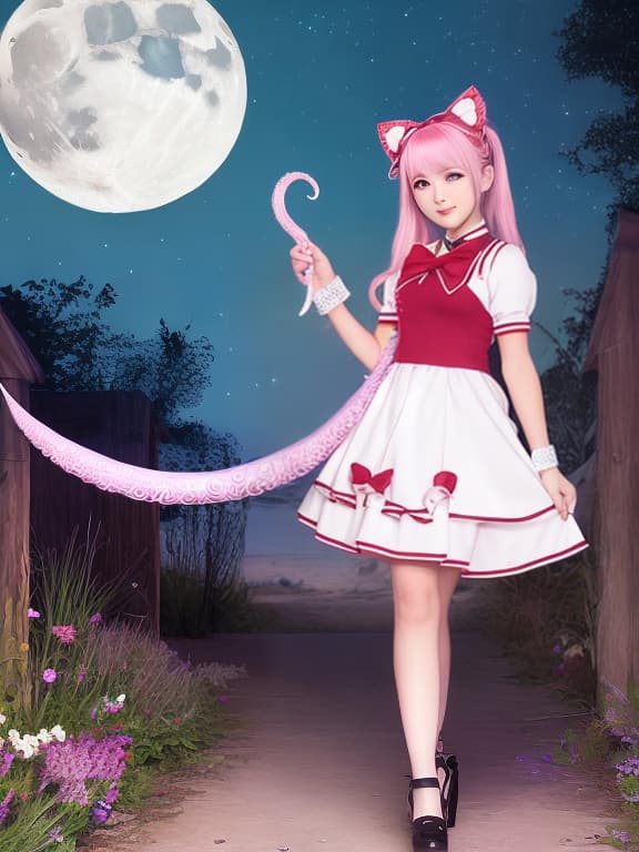  Magical Girl Evening Moon Night Full Length Pleasant Tentacle Female Uniform