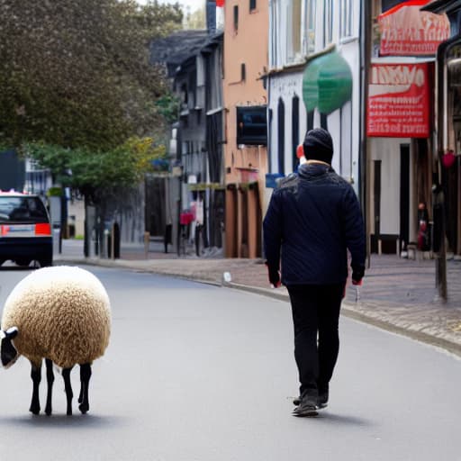  a person walking around in the streets with a mask of sheep