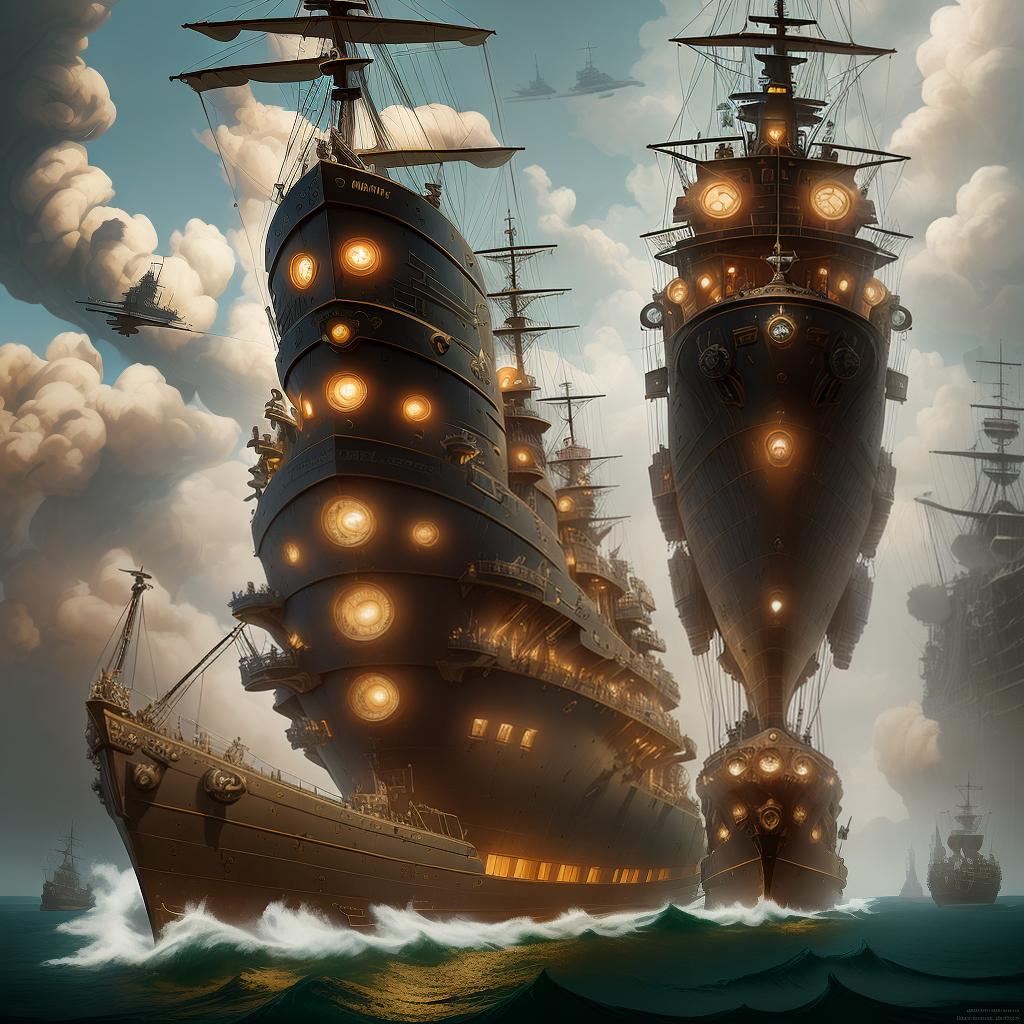  The Last Ship Envy, steampunk, stylized digital illustration, sharp focus, elegant, intricate, digital painting, artstaion concept art, global illumination,ray tracing, advanced technology, chaykan howard, campion pascal,cooke darwin, davis jack, bombarderos