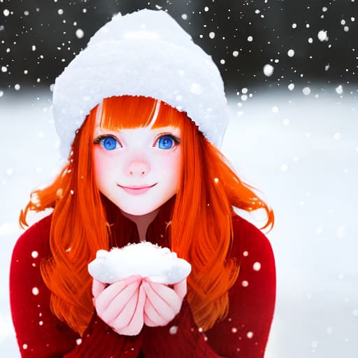  pretty cute ginger girl 26 yo in the snow cozy background