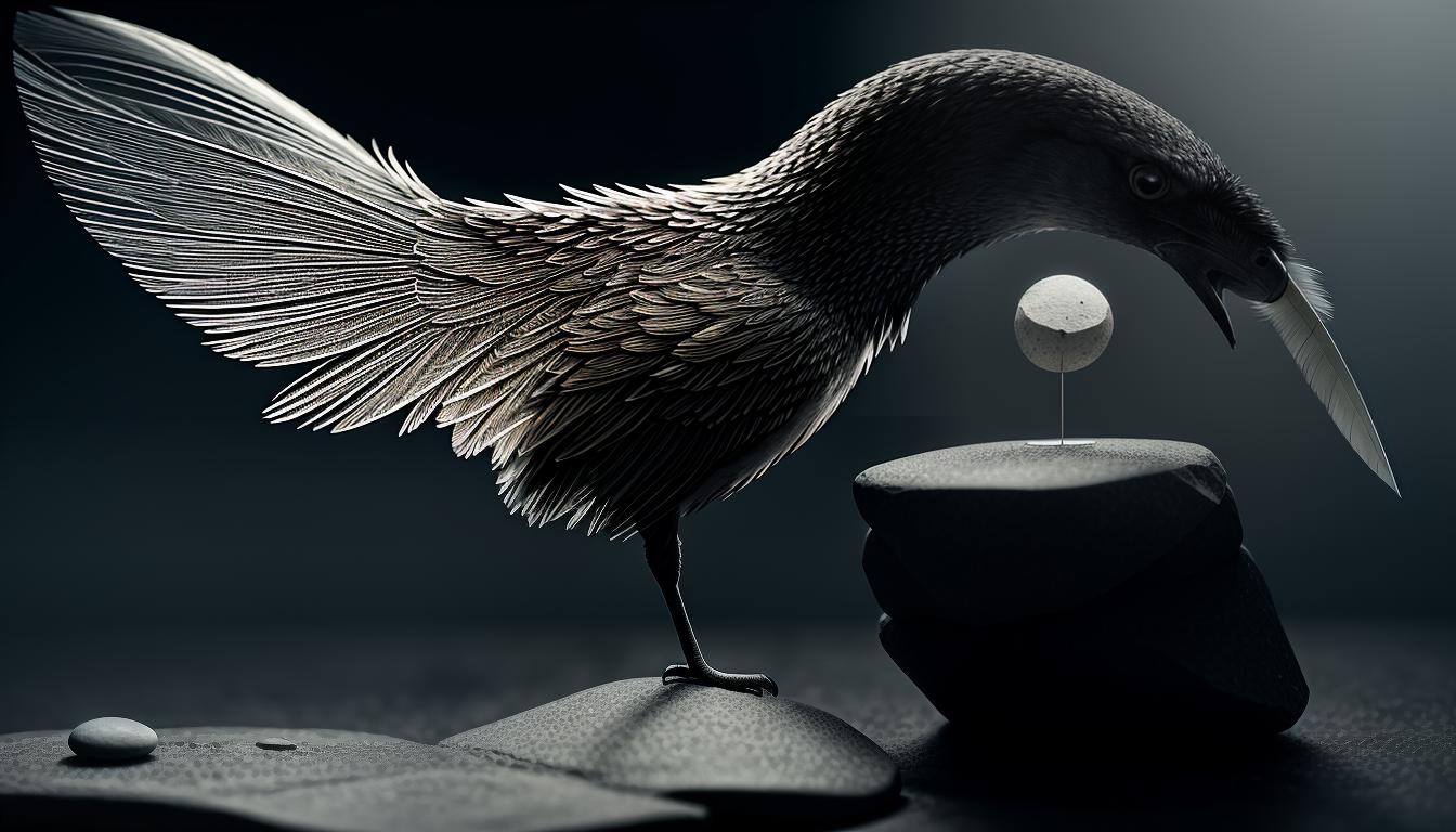  digital illustration, a balance scale, one side holding a feather representing respectful language, the other holding a stone representing harsh words, intricate details, softly lit, thoughtful, looking at viewer, dynamic pose, (intricate details, masterpiece, best quality)