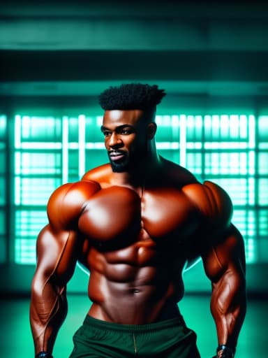  Midjourney style, midjpurney v4 style, muscle man with black skin and wearing a pant.full body
, high quality, highly detailed, cinematic lighting, intricate, sharp focus, f/1. 8, 85mm, (centered image composition), (professionally color graded), ((bright soft diffused light)), volumetric fog, trending on instagram, HDR 4K, 8K