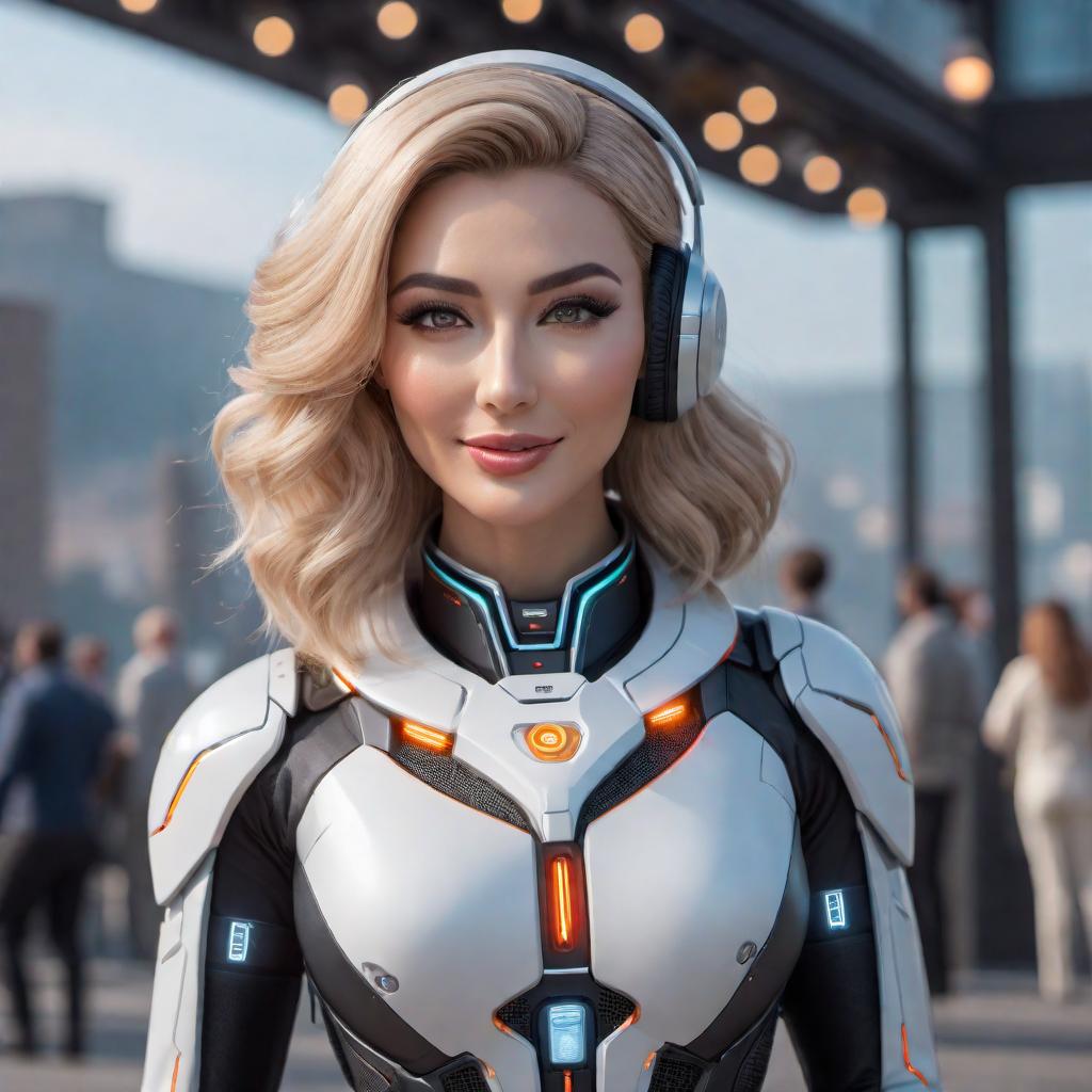  A friendly AI assistant ready to help and engage with the user. The AI is depicted as a helpful and approachable character, eager to chat, provide information, and even create memes upon request. The scene conveys a sense of openness and willingness to assist in a cheerful and welcoming manner. hyperrealistic, full body, detailed clothing, highly detailed, cinematic lighting, stunningly beautiful, intricate, sharp focus, f/1. 8, 85mm, (centered image composition), (professionally color graded), ((bright soft diffused light)), volumetric fog, trending on instagram, trending on tumblr, HDR 4K, 8K