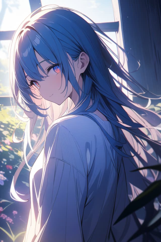  a beautiful blue haired girl,long messy hair,ultra detailed,best shadow,beautiful detailed deep rainbow eyes,cute and beautiful face,shy smile,white shirt,upper body view,colorful,(masterpiece:1.2),(best quality:1.2),detailed background,high contrast,(best illumination,an extremely delicate and beautiful),((cinematic light)),hyper detail,dramatic light,intricate details,8k,anime,very aesthetic,, masterpiece, best quality,8k,ultra detailed,high resolution,an extremely delicate and beautiful,hyper detail