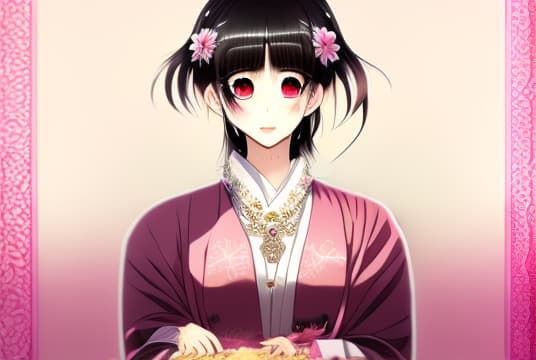  Charming anime depiction of a Japanese with the clic anime art style. The scene is set against a backdrop of vint cherry blossoms in full bloom, with soft sunlight filtering through the nches, casting a gentle and warm glow on the ’s features. She stands in a pose, her big, expressive eyes reflecting a sense of innocence and curiosity. Her colorful, flowing dress and long hair add to the dynamic composition of the artwork. The attention to detail is paramount, capturing intricate patterns and textures in the surroundings. This ilration captures the essence of the anime aesthetic, showcasing the captivating charm and elegance of a cute anime in a joyful and enchanting moment.