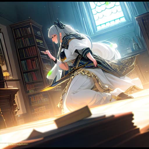  (Bookshelf), anime, highly detailed, 4k, high quality, trending on art station hyperrealistic, full body, detailed clothing, highly detailed, cinematic lighting, stunningly beautiful, intricate, sharp focus, f/1. 8, 85mm, (centered image composition), (professionally color graded), ((bright soft diffused light)), volumetric fog, trending on instagram, trending on tumblr, HDR 4K, 8K