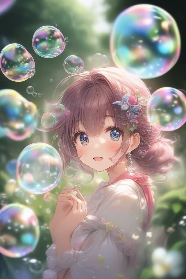  There are many scenery in the soap bubbles and soap bubbles, which are very beautiful